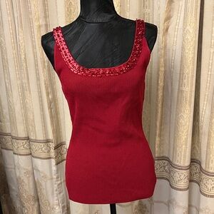 Cache Red Sequin Tank Top